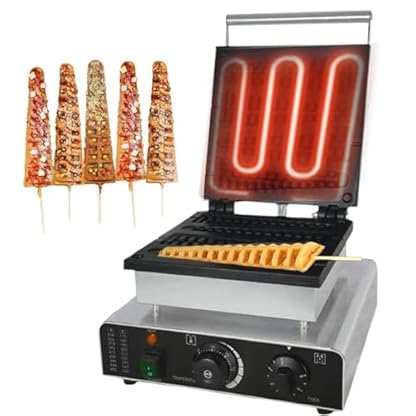 Kommerzielles Corn-Dog-Waffeleisen, Edelstahl-Kiefernform Gusseisenpfanne,4 StüCk 22X1,5Cm Antihaftbeschichtete French-Muffin-Eisen-Temperaturregelung 50–250°C/Timer 5Min-FüR Zu Hause,Black