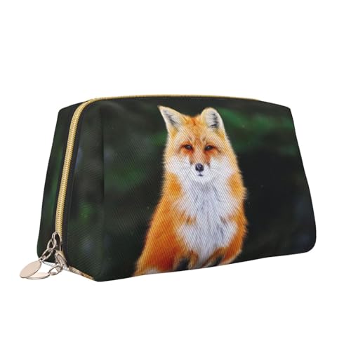 Neceser de aseo portátil con estampado de zorro de gran capacidad, bolsa de aseo para mujer, color blanco, talla única