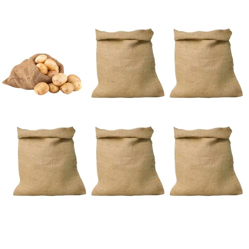 SVCEQZE Sacos de Patatas - 5 Piezas de Bolsas de Arpillera,40x60 Cm Yute Transpirable Almacenamiento Alimentos Frijoles Frutas Entorno Doméstico