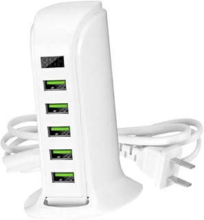 PartyKindom 1 PC 5 USB Um Carregador Adaptador USB Adaptador USB Estação De Carregamento USB Carregador De 5 Portas Estação De Carregamento USB Branco Adaptador USB De 5 Portas