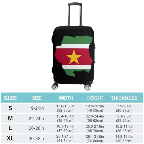 Flag Map of Suriname Travel Luggage Cover for Suitcase 19-32 Inches Elastic Washable Baggage Protector2