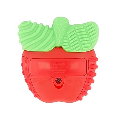 Infantino Lil' Nibbles Vibrating Apple Baby Teether, Sensory Exploration and Teething Relief with Soothing Vibrations and Textures
