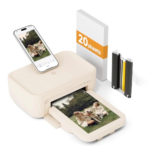 HPRT Photo Printer 4×6”, Wi-Fi Full-Color Instant Phone Phtoto Printer for iPhone, Android, Smartphone, Thermal Dye-Sublimation Impresora De Fotos for Home Use, + 20 Sheets Photo Paper & 1 Cartridge