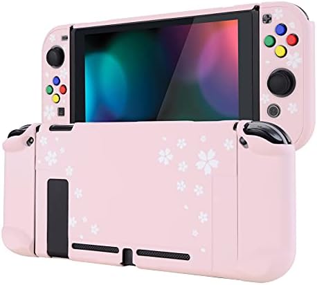 eXtremeRate PlayVital Back Cover for Nintendo Switch Console, NS Joycon Handheld Controller Separable Protector Hard Shell, Soft Touch Protective Case for Nintendo Switch - Gradient Pink Violet