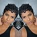 PangDongLai Short Layered Pixie Cut Wigs for Black Women 1b,1b/4,1b/99j Fashion Color for Everyday Use Glueless Pixie Cut Human Hair Wigs With Bangs Brazilian Virgin Curly Human Hair (1b)