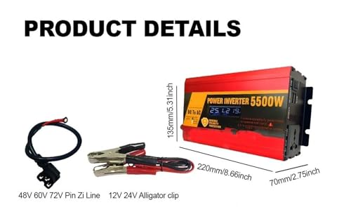 Onduleur de puissance 5500W pour stabiliser la tension 110V depuis une batterie 60V ou 72V - 6