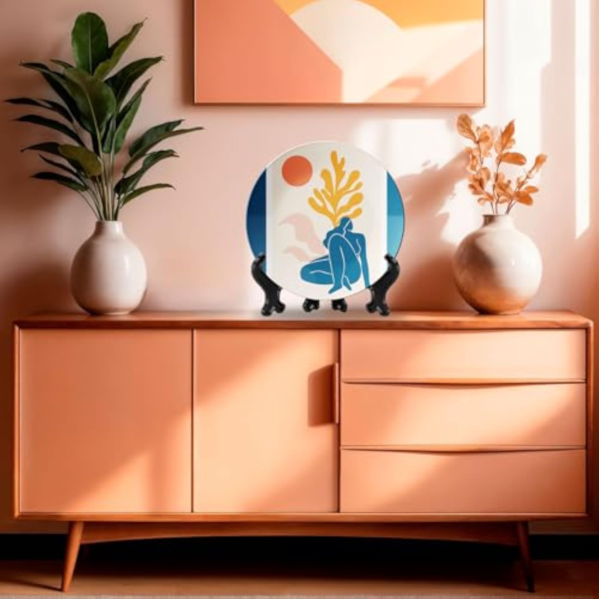 Sun and Silhouettes in Matisse Ceramic Wall Plates Combo