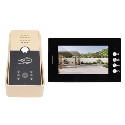de Timbre de Intercomunicador Video con Cable, Cámaras 120º Cámara Amplio ángulo Kit Teléfono la Puerta Intercomunicador Video Inteligente para Seguridad en el (Enchufe de la UE)