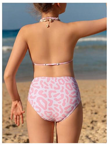 Image of SHENHE Girl's 3 Piece Swimsuits Cute Halter Triangle Bikini Bathing Suit with Beach Cover Up