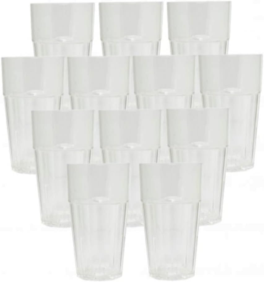TrueCraftware- 16 oz. Diamond Tumbler/Drinking Cups Clear Polycarbonate Set of 12-Premium Iced Tea Glasses Stackable Reusable Drinking Glasses Dishwasher Safe Break-Resistant for Home Restaurants