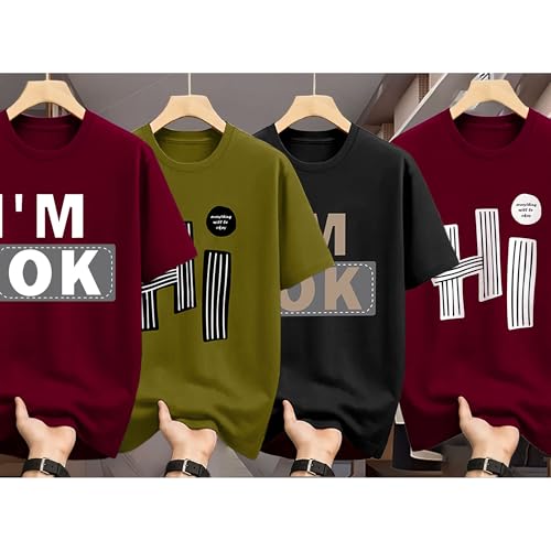 Image of AUSK Mens Loose Fit Oversized Printed Cotton T-Shirts Half Sleeve Drop Shoulder Men Tshirt