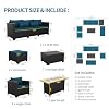Outdoor Patio Furniture 60000 BTU Outdoor Propane Fire Pit Table Patio Furniture Set 45 In Outdoor Fire Pits 7 Pieces Patio Sofa Outdoor Chairs Anti-slip Cushions Waterproof Covers, Peacock Blue #4