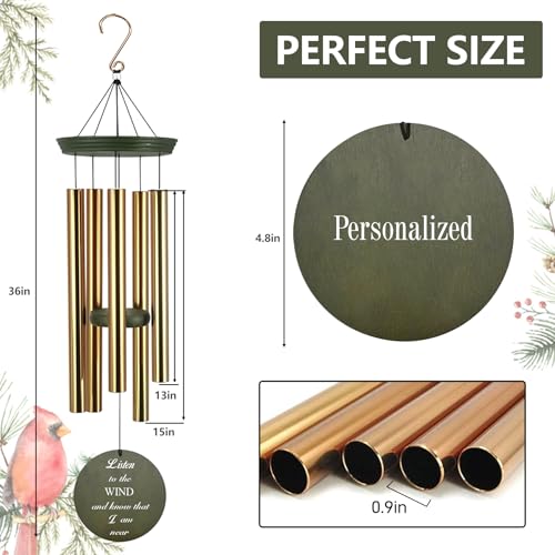 Image of ASTARIN Memorial 36 inch Wind Chimes, Personalized Name Sympathy Wind Chime, in Memory of Loss Mom Loved One, Large Deep Tone Bereavement Windchimes, Listen to the Wind(Produced in Texas)