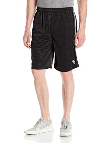 U.S. Polo Assn. Men's Mesh Shorts with Stripe Tape Trim, Black, Large