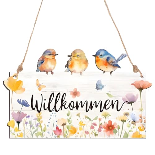 Cartel para puerta de bienvenida de madera con cuerda para colgar en ambos lados, cartel decorativo para puerta de casa, vintage, decoración para puerta de casa, jardín