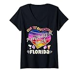 Photo Gallery donna miami beach florida couples trip 1st baecation summer retro maglietta con collo a v Photo Gallery donna miami beach florida couples trip 1st baecation summer retro maglietta con collo a v