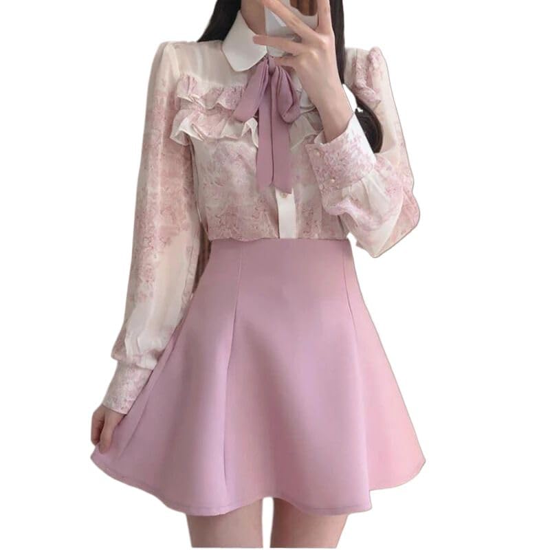 Camisas formales con volantes y pajarita para mujer