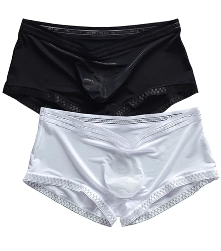 WINDAY Men's Briefs Ice Silk Breathable Underwear Lace Boxer Briefs