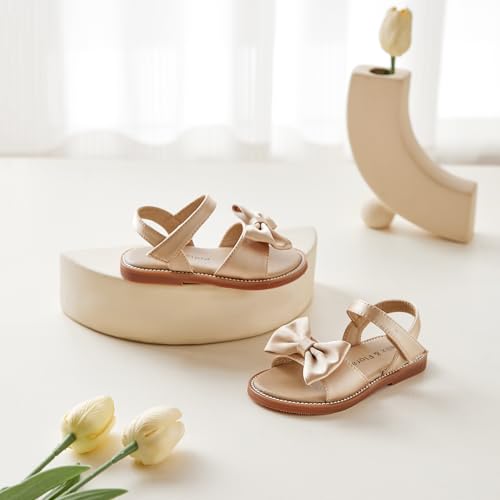 Image of Felix & Flora Toddler Girl Sandals - Little Girl Easter Dress Shoes Lightweight Open Toe Beach Holiday Flats