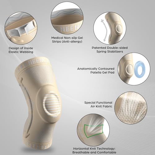 Image of NEENCA Professional Knee Brace, Knee Compression Sleeve Support for Women with Patella Gel Pads & Side Stabilizers, Medical Grade Knee Pads for Running, Meniscus Tear, ACL, Arthritis,Joint Pain Relief