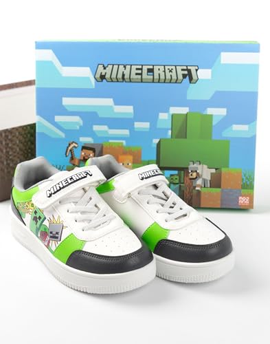 Baskets Minecraft Creeper pour garçon blanches vertes et noires à scratch - 6