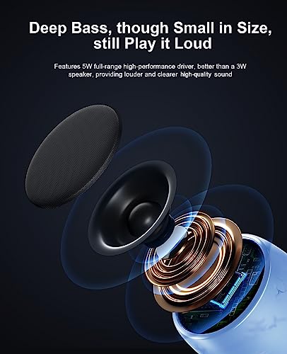 Image of comiso Small Bluetooth Speaker, IPX7 Waterproof Speaker with Robust Bass and Stereo Sound, Wireless Speakers with Hands-Free Call, Portable Speakers for Hiking, Car or Trip, Ideal Gift for Men, Women
