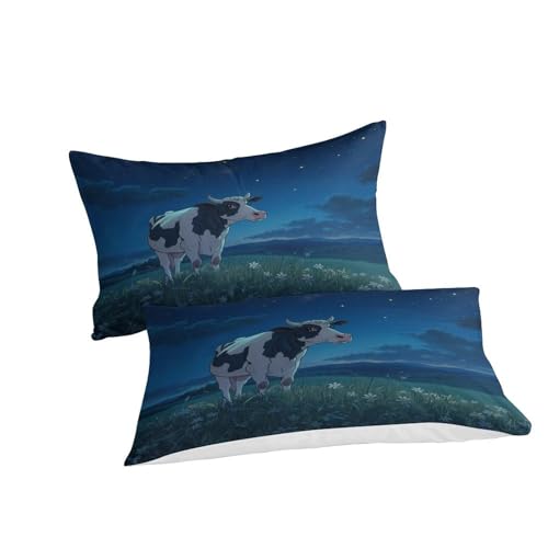 Parure de lit vaches laitières 3D housse de couette 140x200cm microfbre
