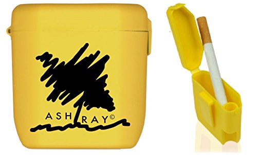 Posacenere Tascabile posa cenere ASHTRAY pocket Porta mozziconi lavabile Mozzichino Porta Cicche Tascabile con coperchio anti odore a chiusura stagna con gancio porta mozzicone diversi colori disponibili colore Giallo (Giallo)