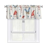 ZEYARUIBO Cute Gnomes and Candy Cane Christmas Curtain Valance Light Blocking Valve 3-Inch Rod Bag Short Window Valves 54x18in