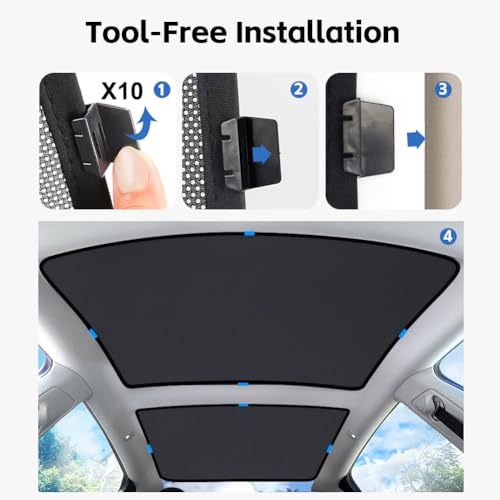 Image of Lightweight mesh Sunshade Roof for Tesla Model 3(2020-2025),2 in 1 Upgraded Sunroof Windshield Shade,Foldable Front & Rear Sunroof UV & Heat Insulation Glass Roof Sun Shade for Model 3 Accessories
