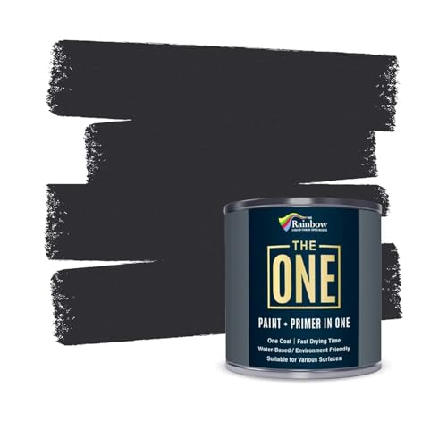 THE ONE All-In-One Paint & Primer - Charcoal Gloss, 33.8 Fl Oz/1 Liter | 1 Coat Formula | Easy Indoor & Outdoor Decorating for Home & Garden Walls, Floors & Furniture | Water-Based & Low VOC
