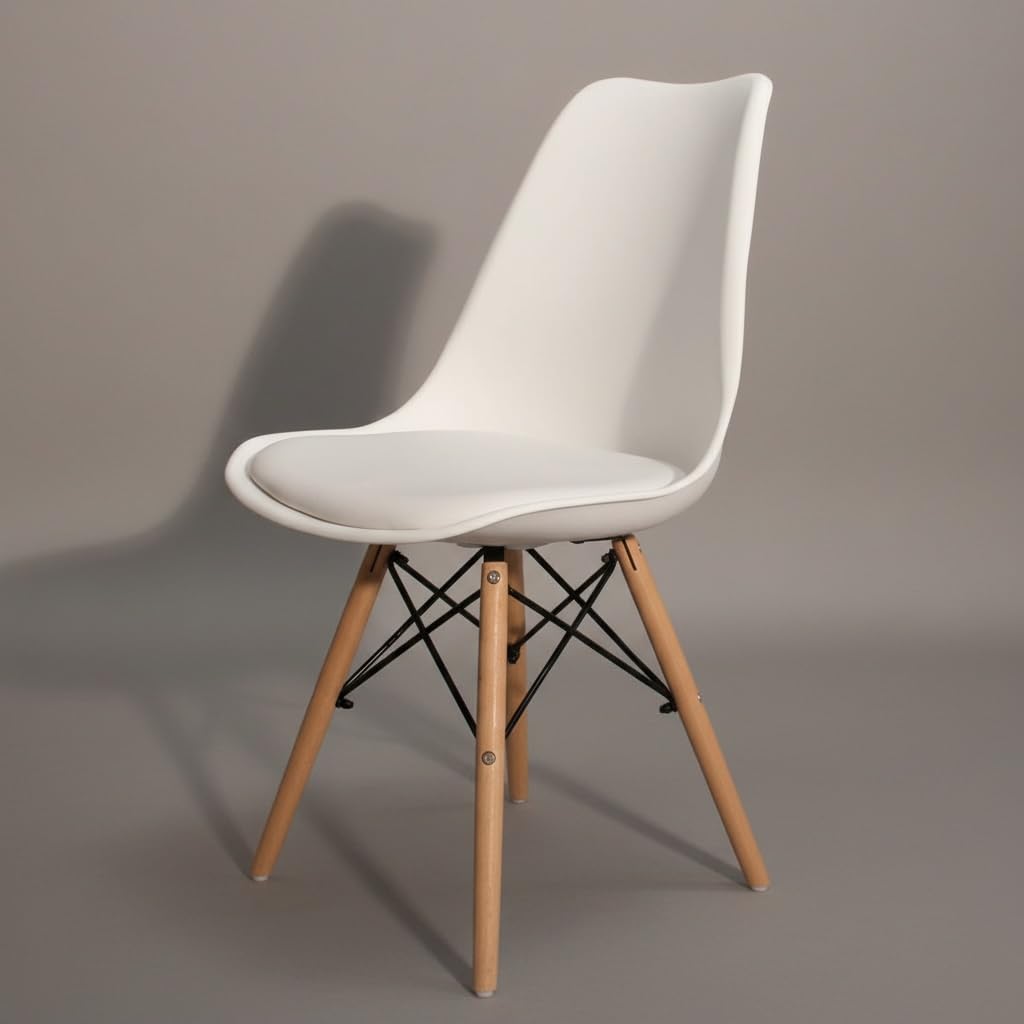 Finch Fox Eames Replica Nordan DSW Stylish Modern Furniture Plastic Chairs with Cushion White Colour-image-7