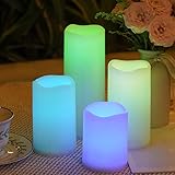 NOMFIX Colored Solar Powered Candles Outdoor Waterproof, 3"x4"/5"/6"/8" Color Changing Solar LED Can