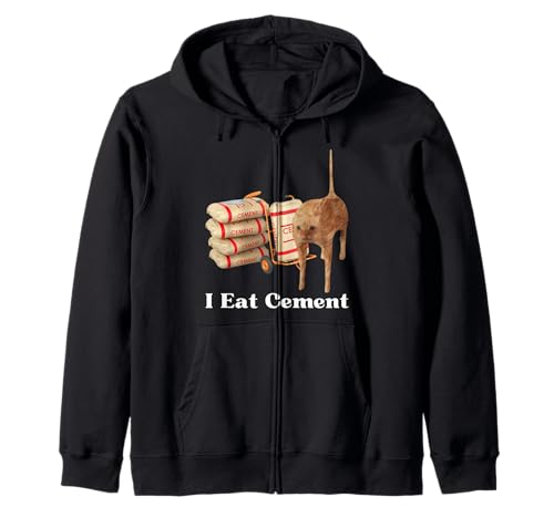I Eat Cement Funny Cat Meme Meme Internet Memes Funny Memes Gen-Z Felpa con Cappuccio