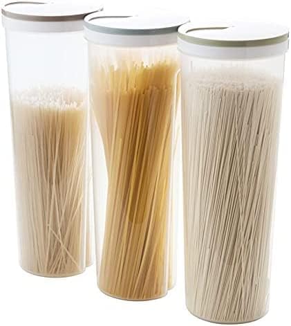 パスタ保存容器パスタケースキャニスター保存瓶蓋付きプラスチック防湿密閉キッチン収納食品保存容器穀物収納パスタ貯蔵容器コーヒー豆/お箸など収納(カーキ)