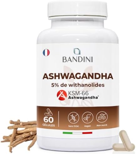 Bandini® Ashwagandha KSM-66® Vegan - Withania Somnifera, 5% de wi...
