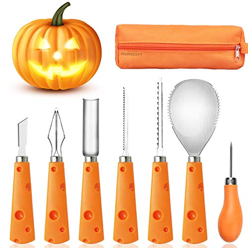 FEONRJIEY Halloween Pumpkin Carving Kit with Carrying Bag, Pumpkin Carving Tools, Dishwasher Safe...