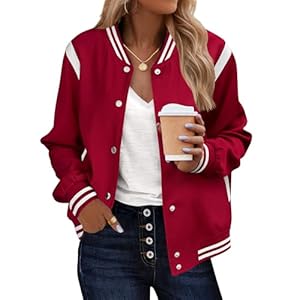 Zeagoo Bomber Jacket Women Varsity Casual Button Down Lightweight 2026 Spring Fashion Short School Outfits with Pockets
