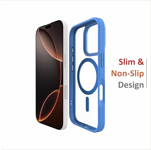 Image of for iPhone Case 16 Pro, [Anti-Yellowing Technology] [Military Grade Drop Protection] Shockproof Slim Hybrid Phone Case for iPhone 16 Pro - Sea Blue