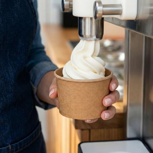 Image of Coppetta 4 Ounce Dessert Cups, 50 Disposable Ice Cream Cups - Lids Sold Separately, Heavy-Duty, Kraft Paper Frozen Yogurt Bowls, For Hot And Cold Foods, Perfect For Gelato Or Mousse - Restaurantware