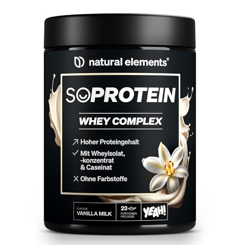 SoProtein Whey Complex Protein Pulver – Vanilla Milk-Geschmack – 690g – 24g Protein pro Portion – ideal zum Muskelaufbau, perfekte Löslichkeit – in Deutschland produziert & laborgeprüft