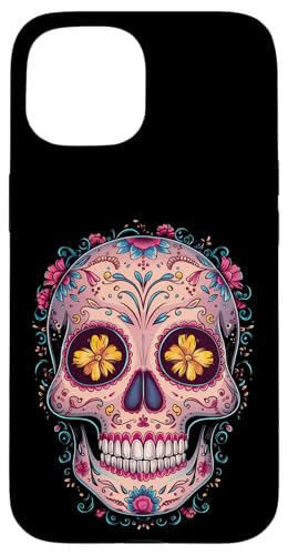 Custodia per iPhone 15 Halloween Sugar Skull Dia De Los Muertos Calavera