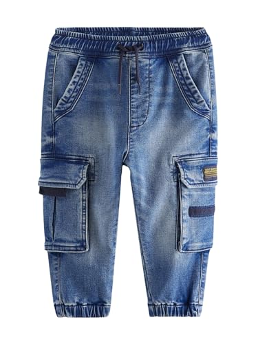 Jean cargo confortable garçon en denim extensible à poches