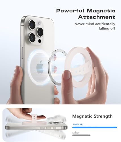 Image of RIGGEAR Soft Silicone Magnetic Phone Grip, Finger Loop Ring Holder Compatible with MagSafe iPhone Models and Magnetic Phone Cases (Pink)