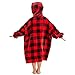 Teen Wearable Blanket Hoodie Red and Black Plaid Warm Oversized Sweatshirt Hooded Blanket Ideal for Family and Friends One Size Fits All