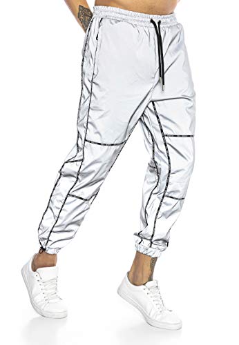 Herren Jogging Hose Sweat Pants Jogger Streetstyle Design Moon Walk Silber...