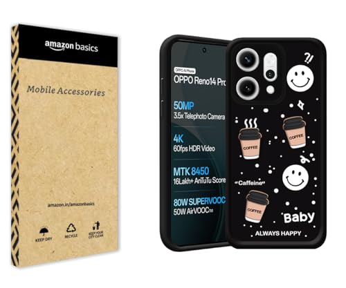 Image of amazon basics Back Case Cover Compatible for Oppo Reno 14 Pro 5G | Cute Fun Cartoon 3D Ball | Coffee Silicone Case | Camera Protection | Body Protection | Shock Proof | Color Black