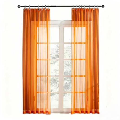 Paquete de 2 Cortinas Transparentes, 160 x 190 cm Lavables a máquina (compatibles con Bolsas de Malla). Filtran la luz y Son Decorativas para Dormitorio, Sala de Estar, hogar y Oficina., Naranja