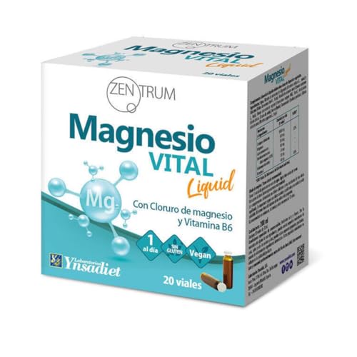 Magnesio Vital Liquid Zentrum | Magnesio + Vitamina B6 | 20 Viales Bebibles | Ayuda a Disminuir el Cansancio y la Fatiga | Sin Gluten | Apto Veganos