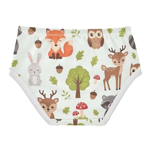 Girls Underwear Toddler 2t Cotton Little Girl Panties Flower Briefs Kids Undies Cute Animals Foxes Forest Beige2